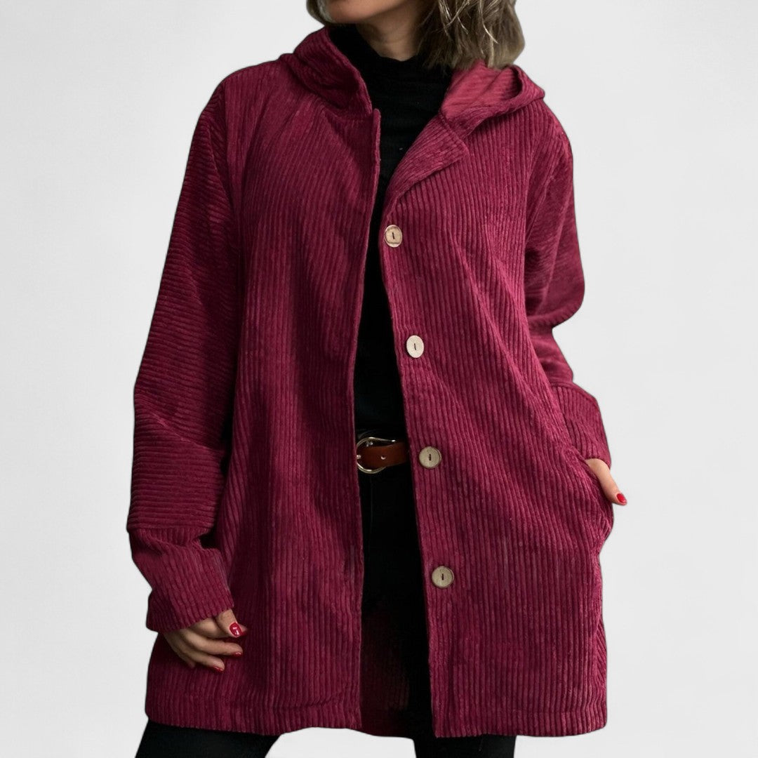 Cordia - Ribbed Velvet Hooded Jacket