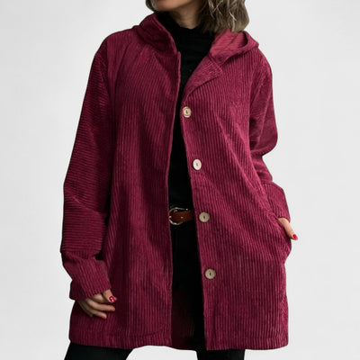 Cordia - Ribbed Velvet Hooded Jacket