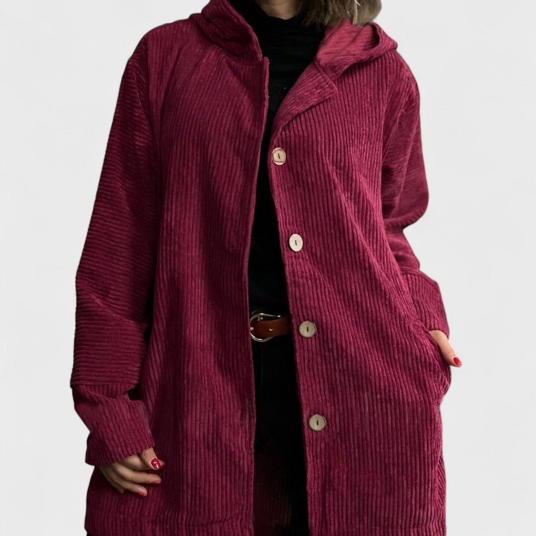 Cordia - Ribbed Velvet Hooded Jacket