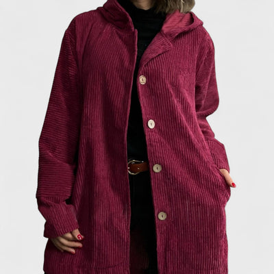 Cordia - Ribbed Velvet Hooded Jacket