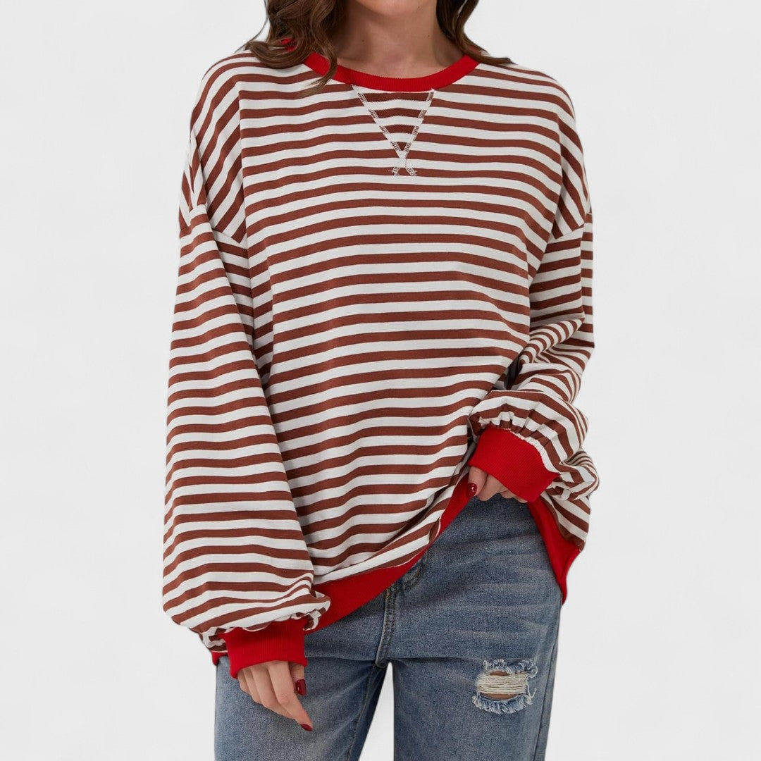 LUKA - Casual long-sleeved sweatshirt with a striped crew neck