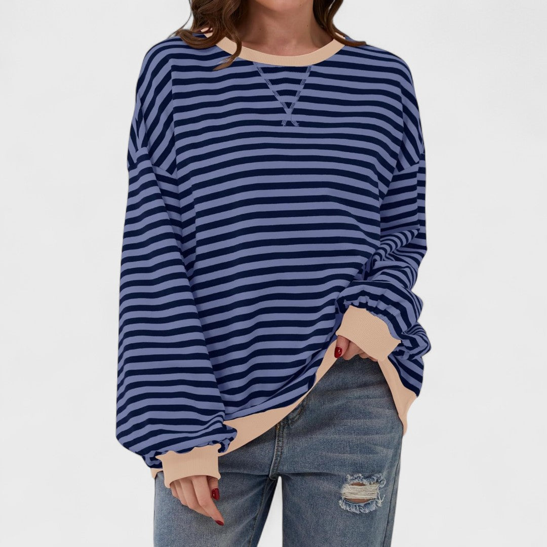 LUKA - Casual long-sleeved sweatshirt with a striped crew neck