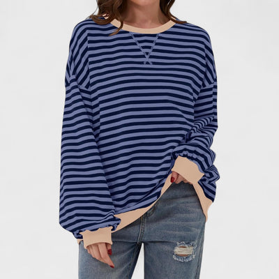 LUKA - Casual long-sleeved sweatshirt with a striped crew neck