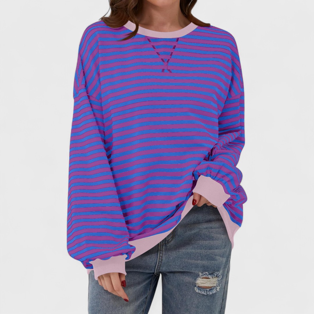 LUKA - Casual long-sleeved sweatshirt with a striped crew neck