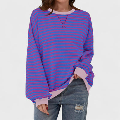 LUKA - Casual long-sleeved sweatshirt with a striped crew neck