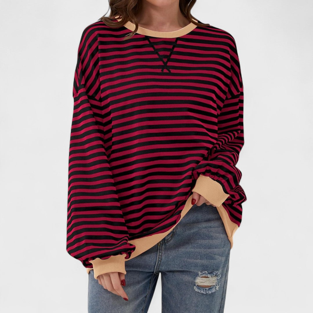 LUKA - Casual long-sleeved sweatshirt with a striped crew neck
