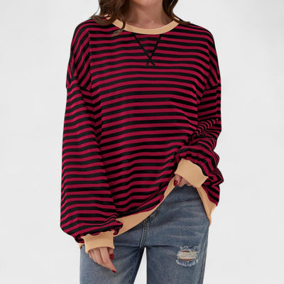 LUKA - Casual long-sleeved sweatshirt with a striped crew neck