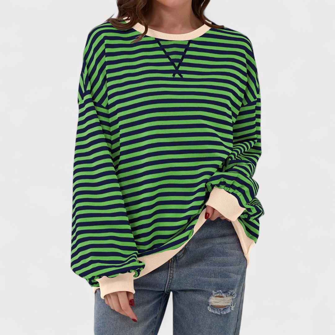 LUKA - Casual long-sleeved sweatshirt with a striped crew neck