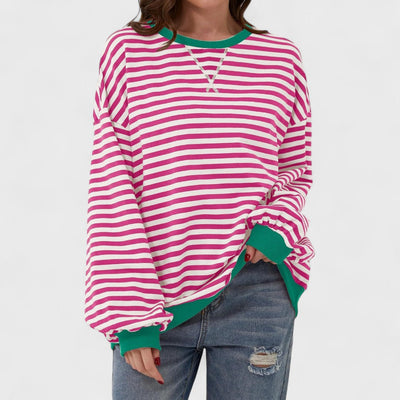 LUKA - Casual long-sleeved sweatshirt with a striped crew neck