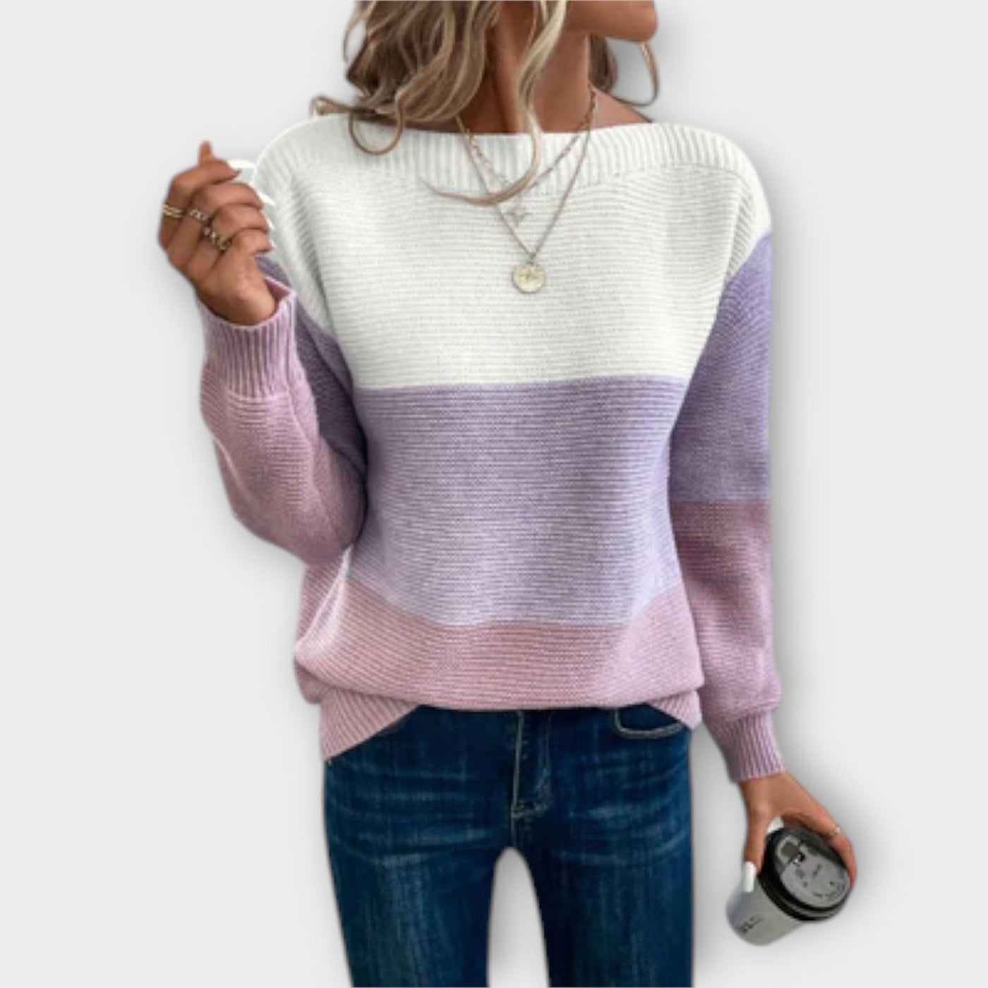Clara - Elegant patchwork sweater in three colors