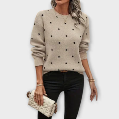 Ava – Casual Polka Dot Knit Long Sleeve Sweater