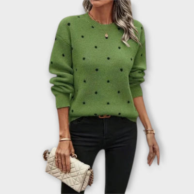 Ava – Casual Polka Dot Knit Long Sleeve Sweater