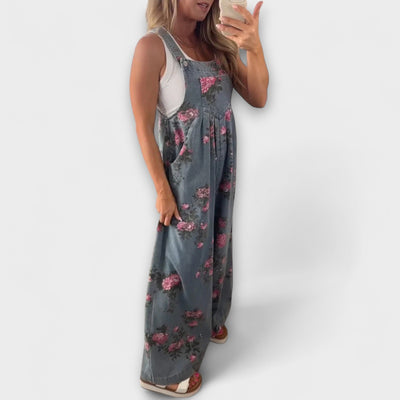 Bethany - Floral Denim Overalls