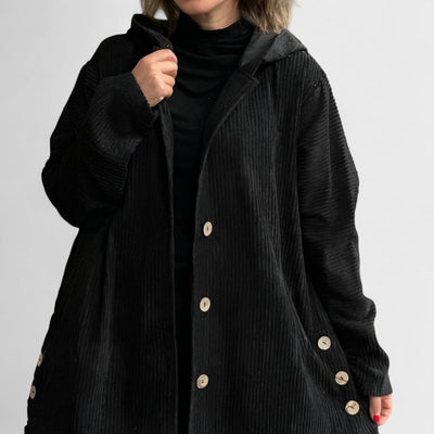 Cordia - Ribbed Velvet Hooded Jacket