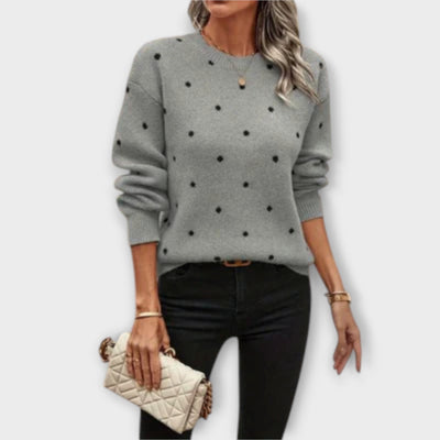 Ava – Casual Polka Dot Knit Long Sleeve Sweater