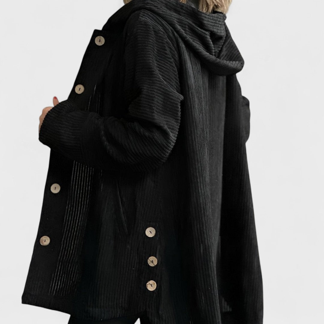 Cordia - Ribbed Velvet Hooded Jacket