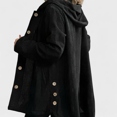 Cordia - Ribbed Velvet Hooded Jacket