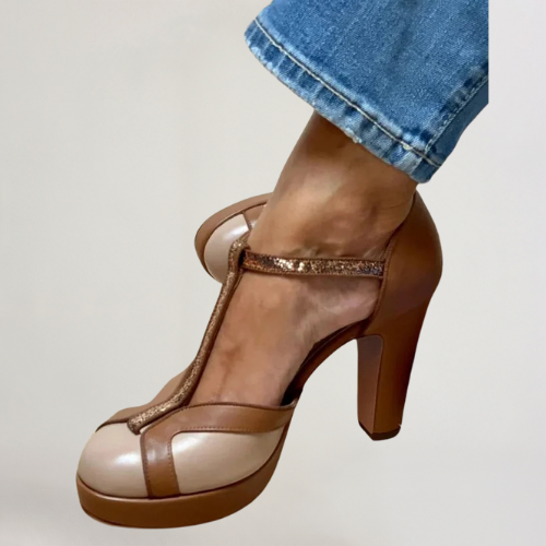 Nadine | T-Strap Glitter Heels