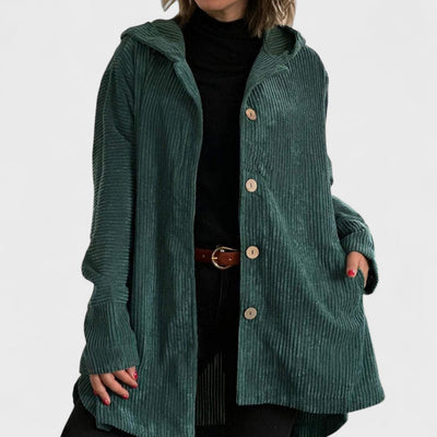 Cordia - Ribbed Velvet Hooded Jacket