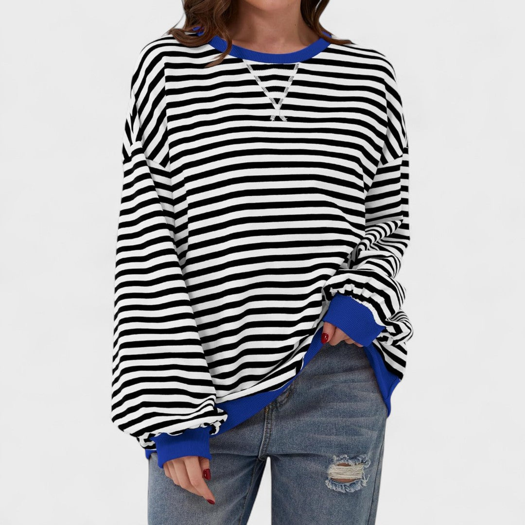 LUKA - Casual long-sleeved sweatshirt with a striped crew neck