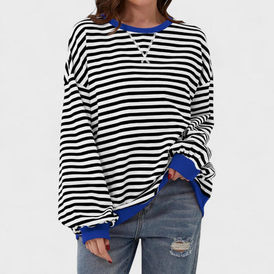 LUKA - Casual long-sleeved sweatshirt with a striped crew neck