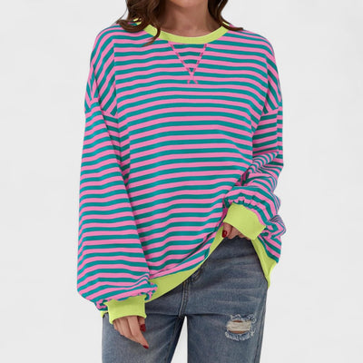 LUKA - Casual long-sleeved sweatshirt with a striped crew neck