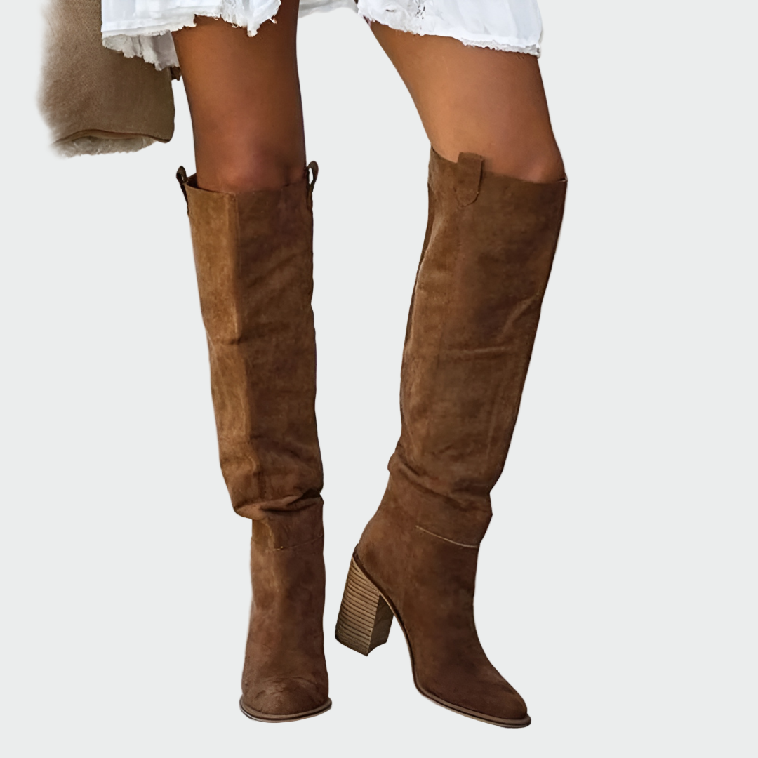Knee-high leather orthopedic boots