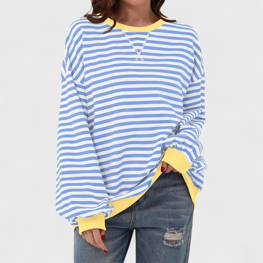 LUKA - Casual long-sleeved sweatshirt with a striped crew neck