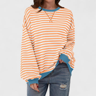 LUKA - Casual long-sleeved sweatshirt with a striped crew neck