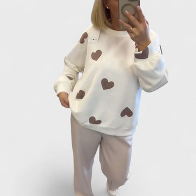 Mila - Cotton Blend Sweater with Hearts