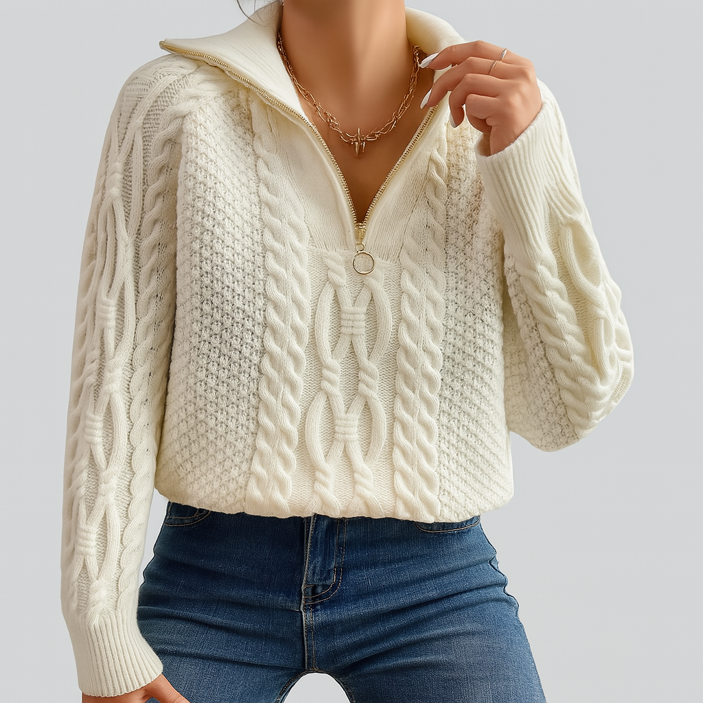 Harlow – Zip-Up Cable Sweater