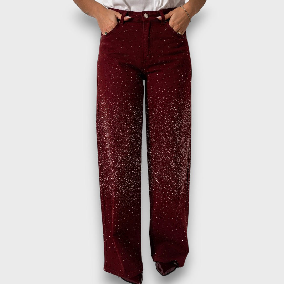 Marvie – Wide leg jeans with rhinestones