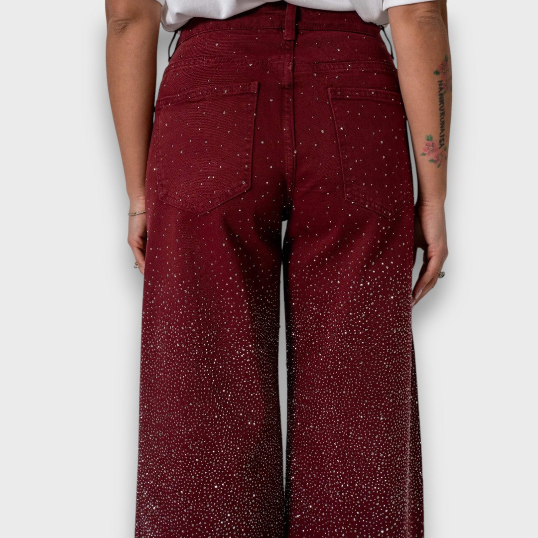 Marvie – Wide leg jeans with rhinestones