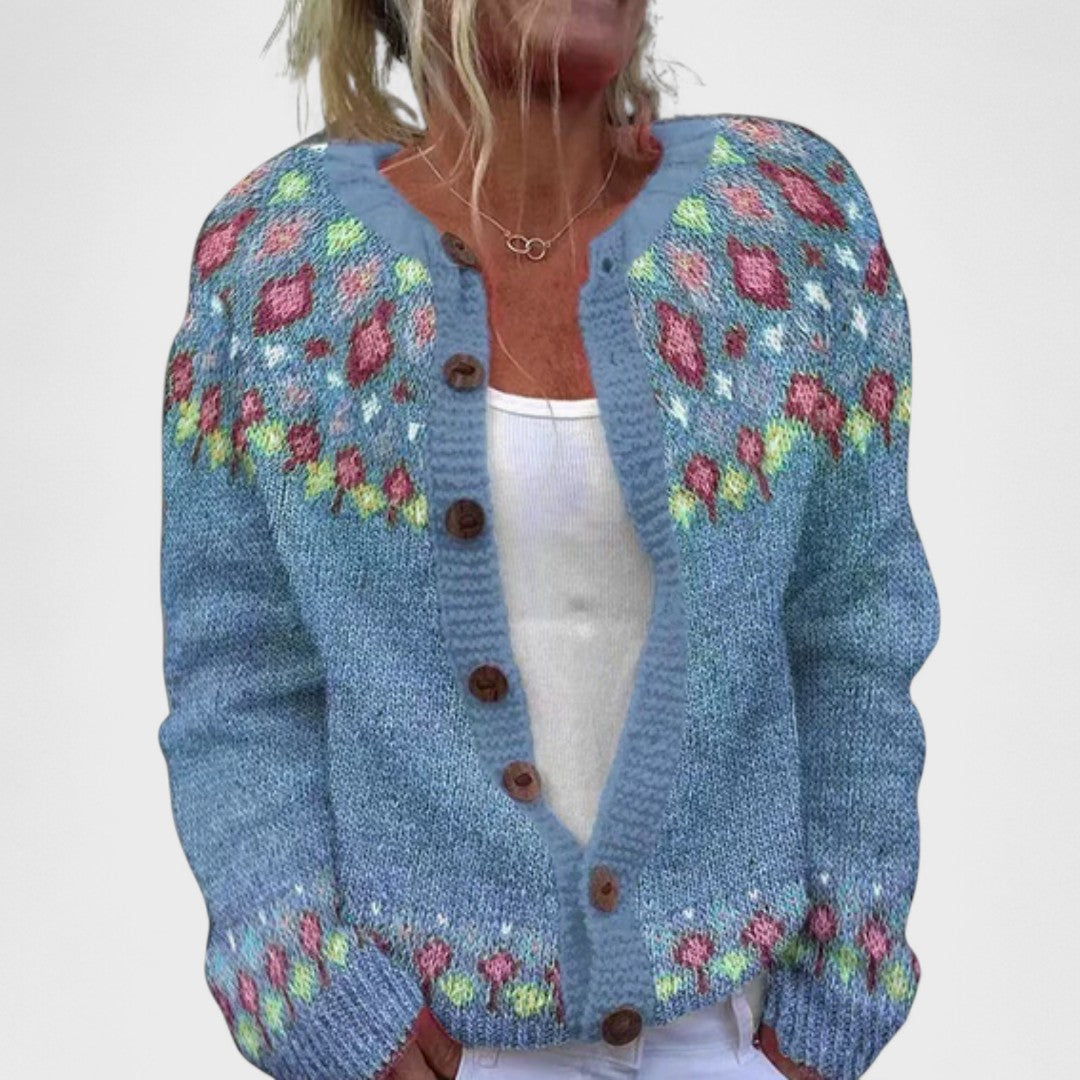 Lianne - Chic Patterned Wide Knit Cardigan