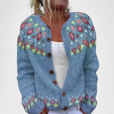 Lianne - Chic Patterned Wide Knit Cardigan