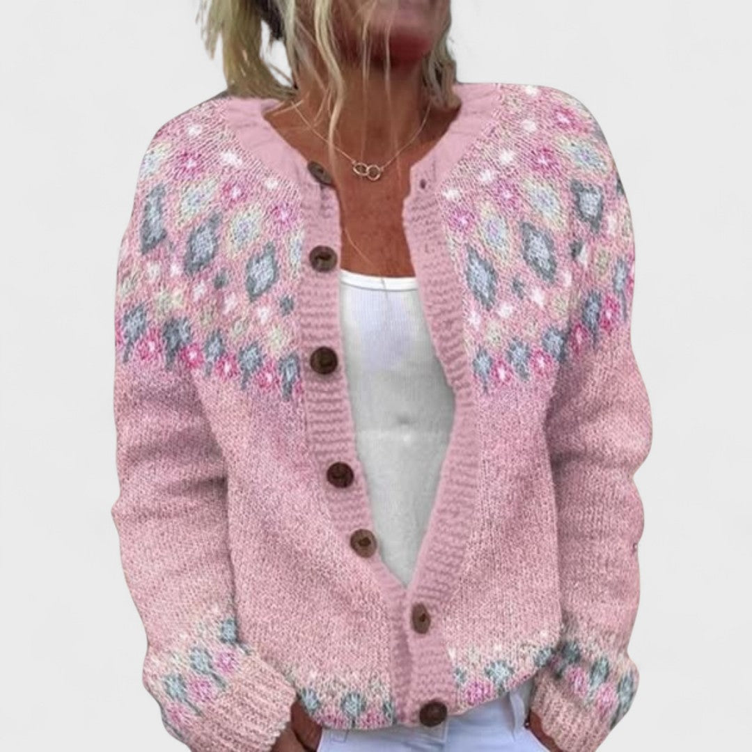 Lianne - Chic Patterned Wide Knit Cardigan