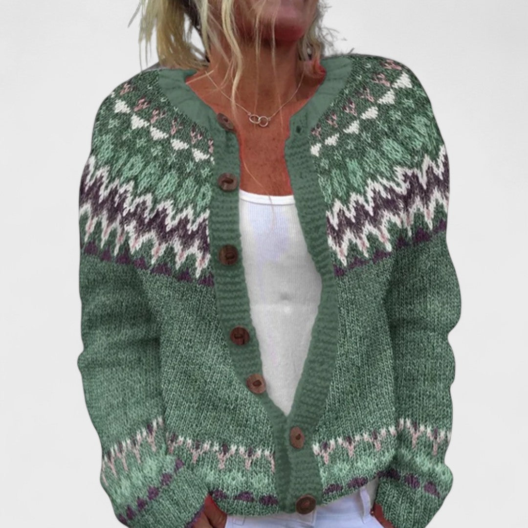 Lianne - Chic Patterned Wide Knit Cardigan