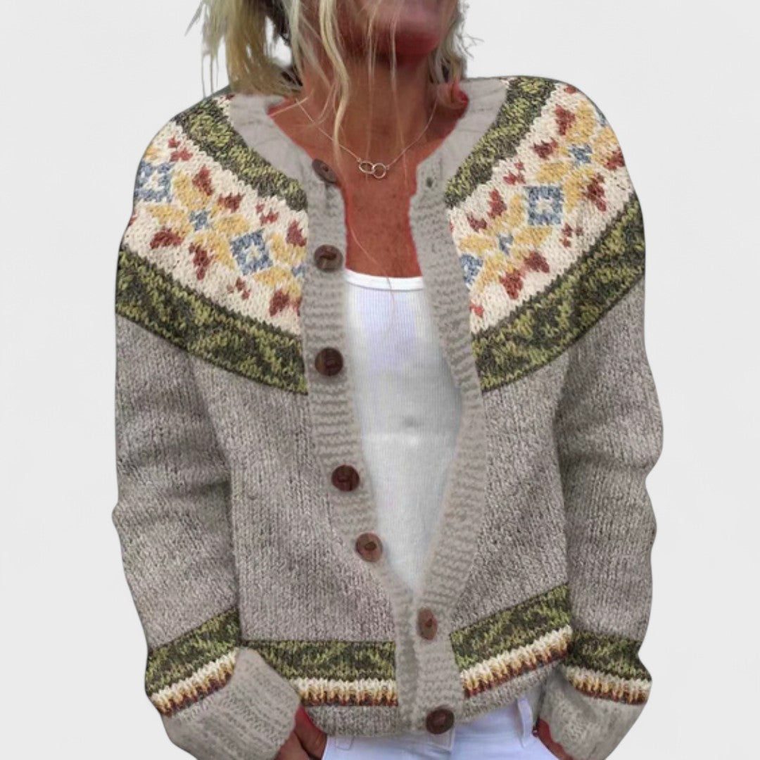Lianne - Chic Patterned Wide Knit Cardigan
