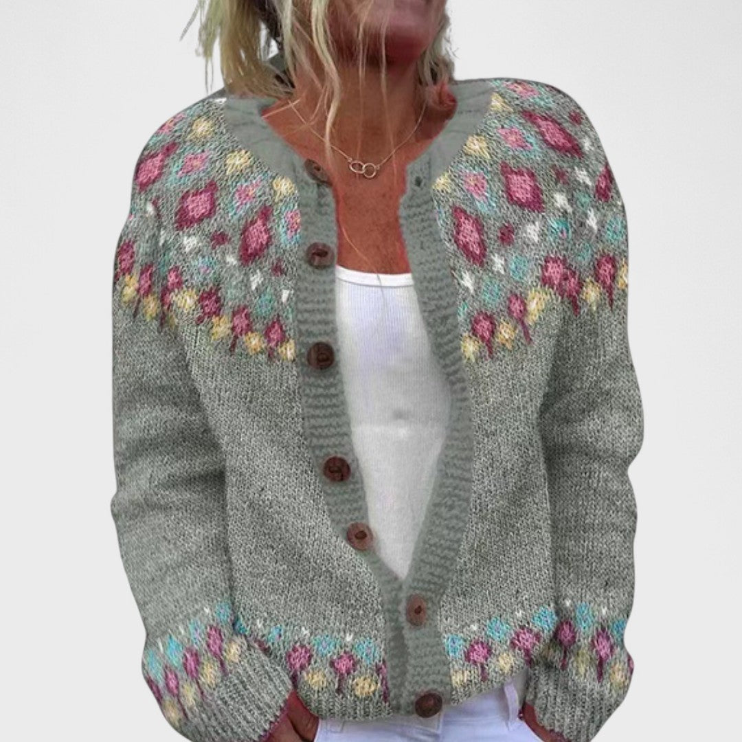 Lianne - Chic Patterned Wide Knit Cardigan