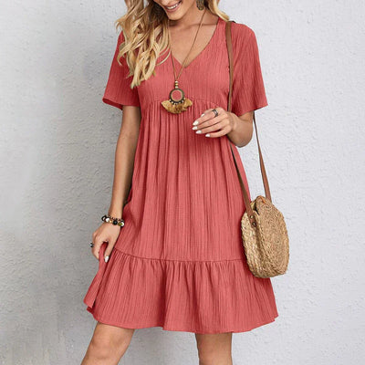 CALLISTA – TRENDY BOHO RUFFLE HEM MINI DRESS