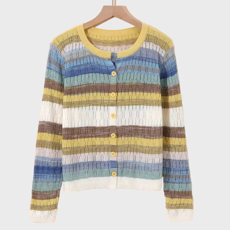 Retro-Inspired Striped Knit Cardigan