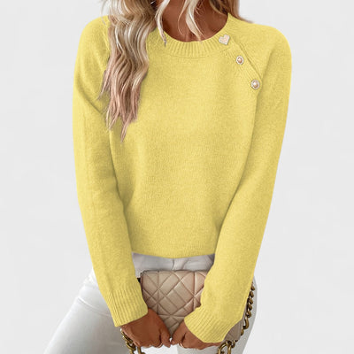 Roxanne - Women's Elegant Asymmetrical One-Shoulder Sweater with Buttons