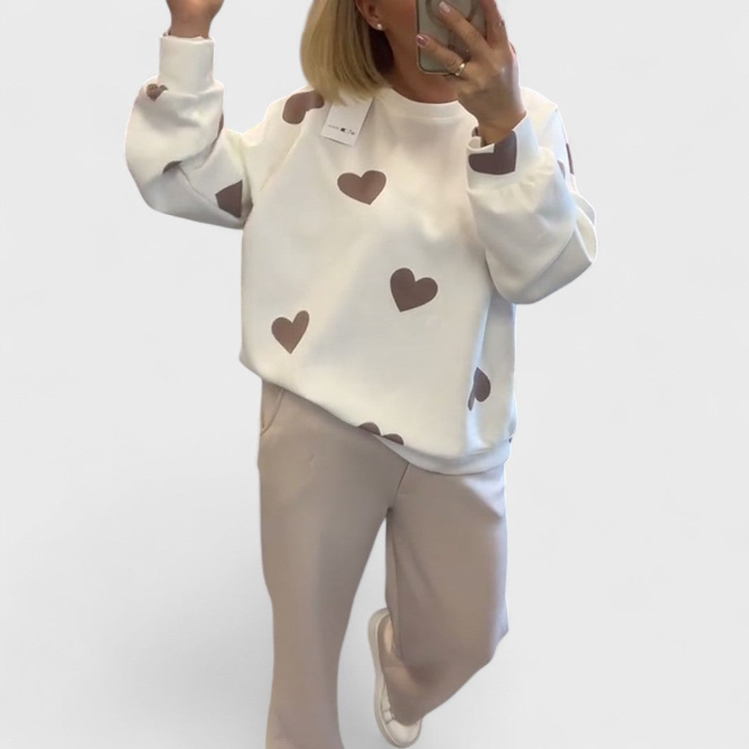 Mila - Cotton Blend Sweater with Hearts