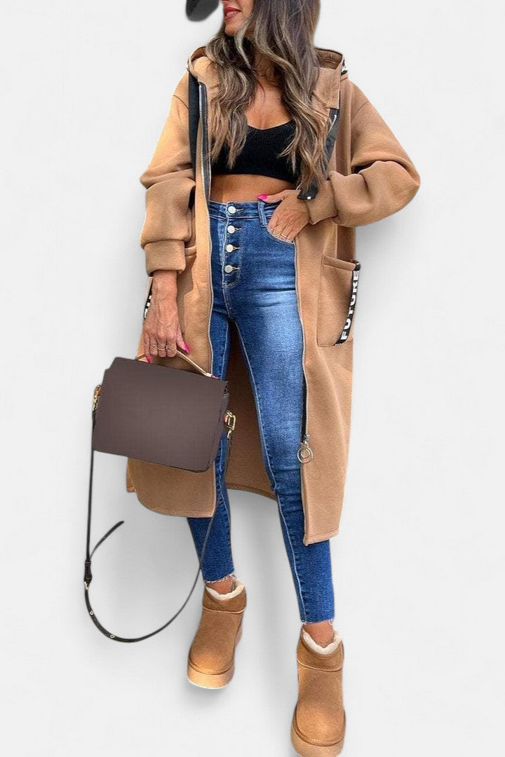 Elegant Long Coat with Hood