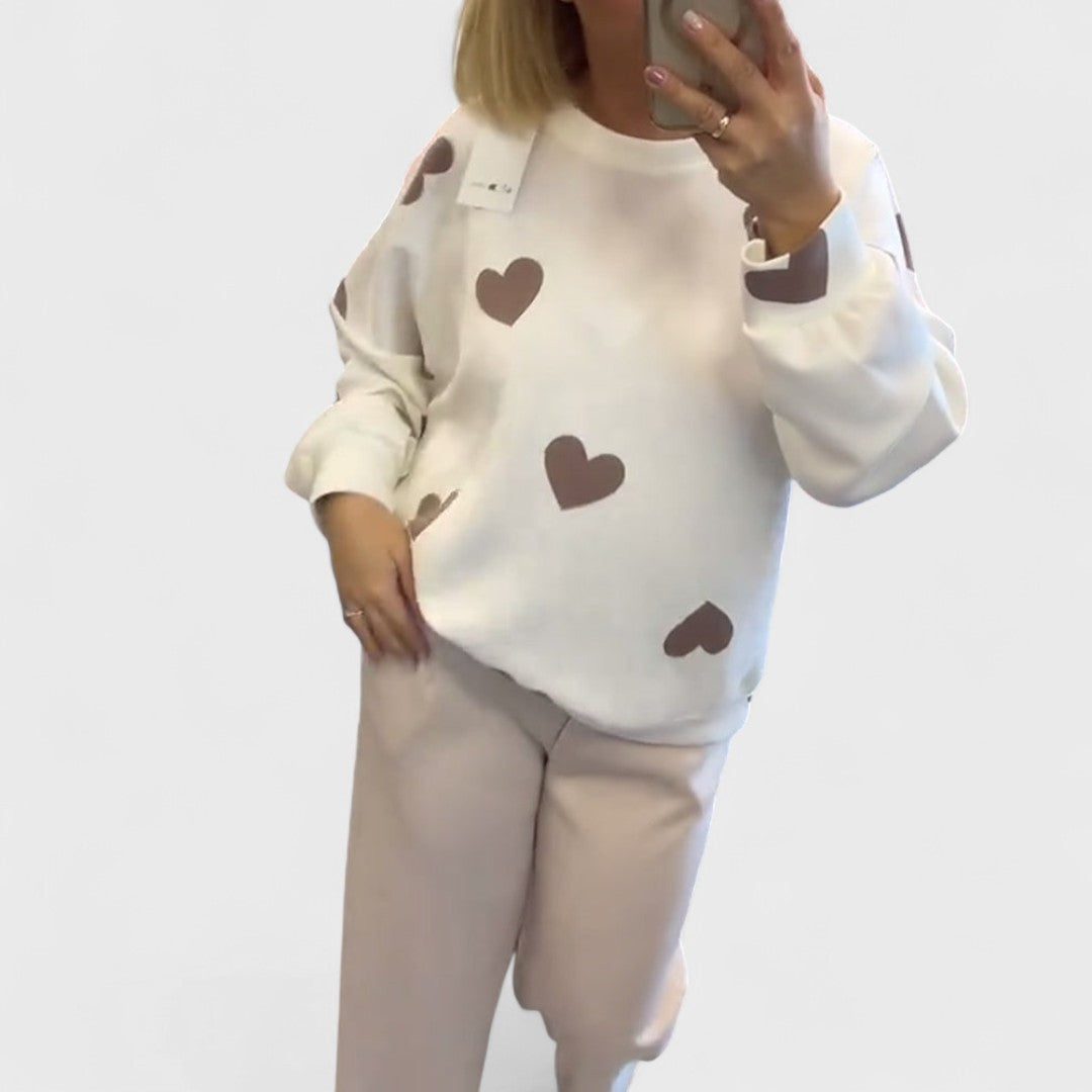Mila - Cotton Blend Sweater with Hearts
