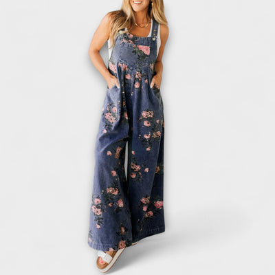 Bethany - Floral Denim Overalls