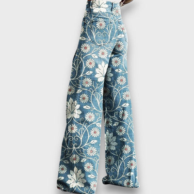 Elaya – Boho jeans with floral pattern
