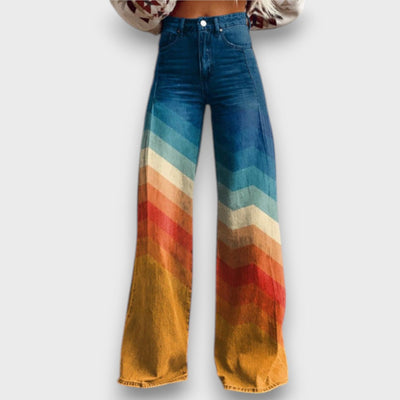 Zamira – Wide-leg trousers with retro zigzag in a gradient color