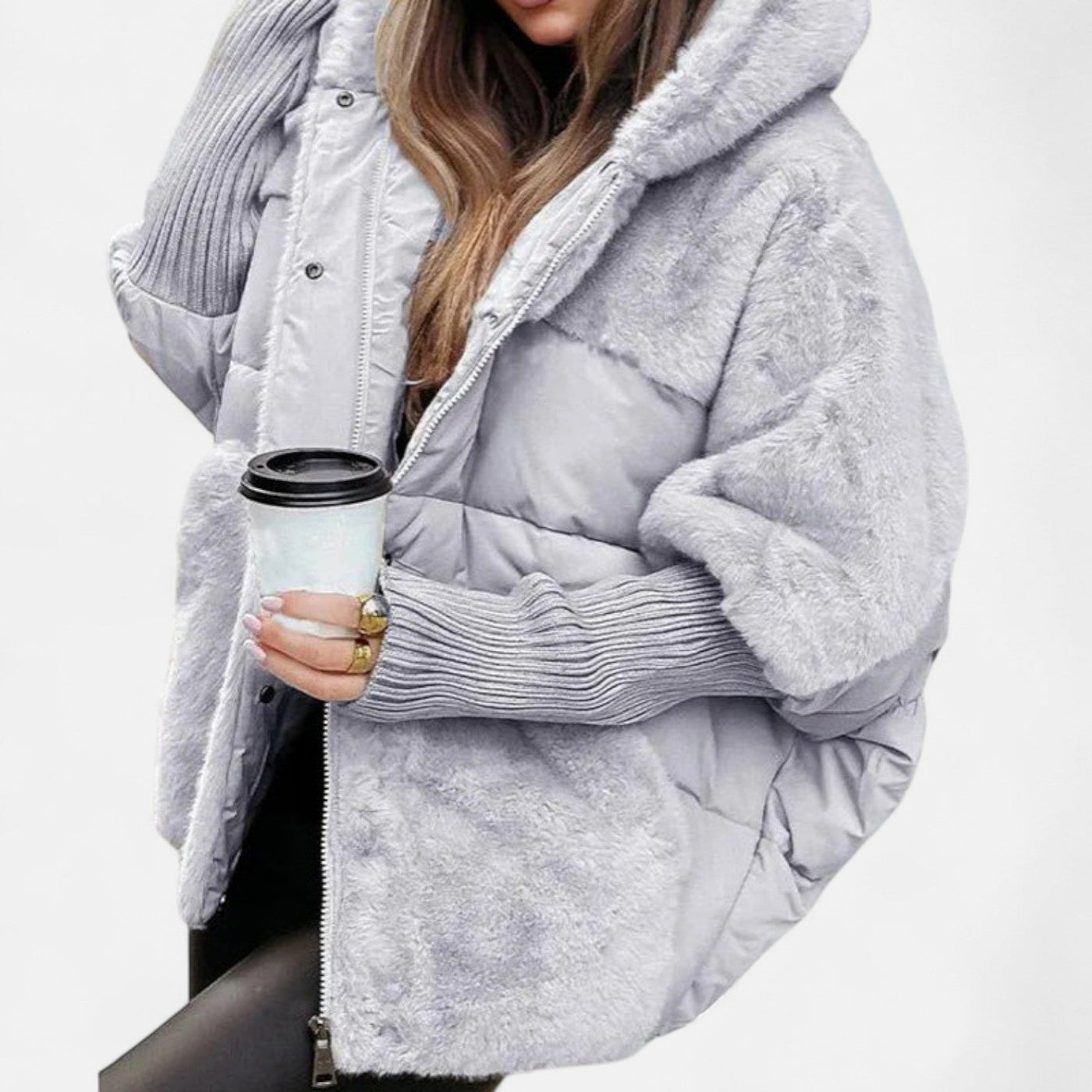 Oversized Hooded Patchwork Puffer Coat