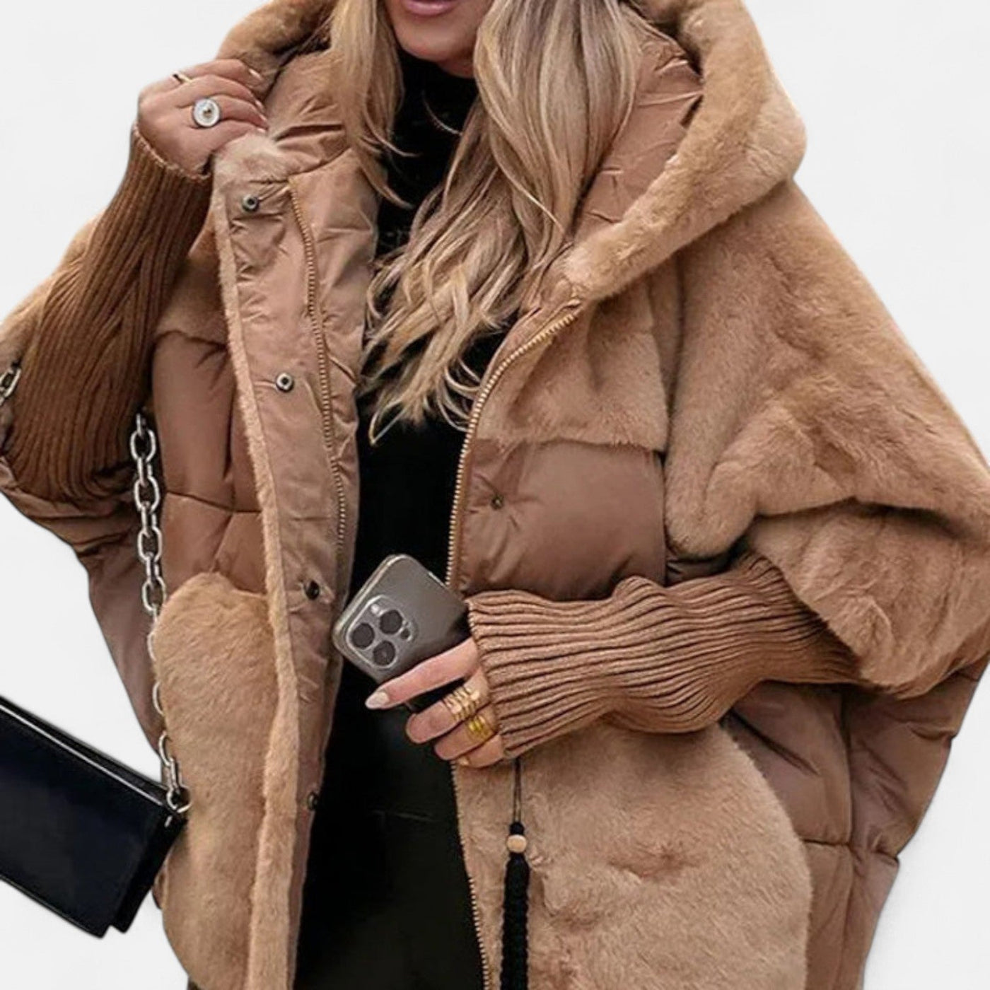 Oversized Hooded Patchwork Puffer Coat